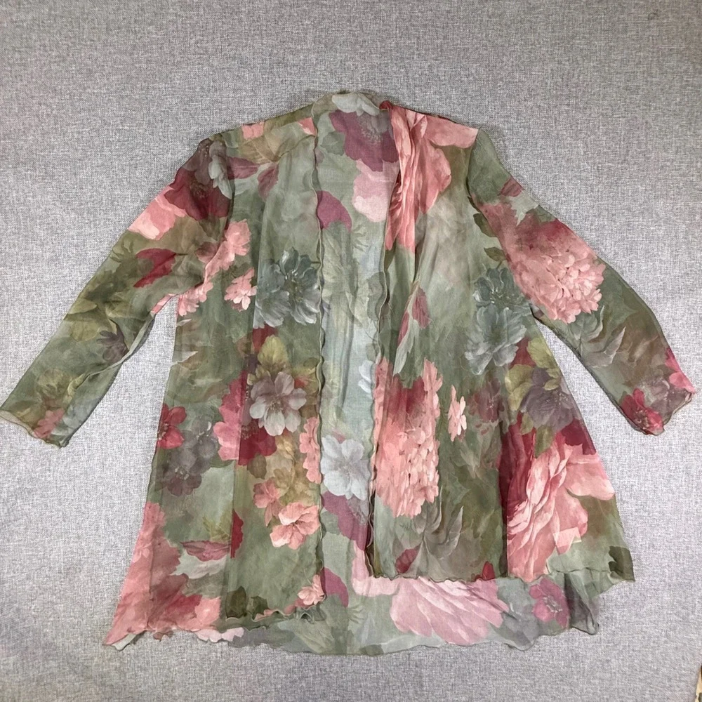 VTG Jeffrey & Dara Floral Dress Jacket Set Womens 6 Green Pink Fairycore Evening